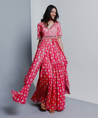 Fuchsia pink gharara set 1