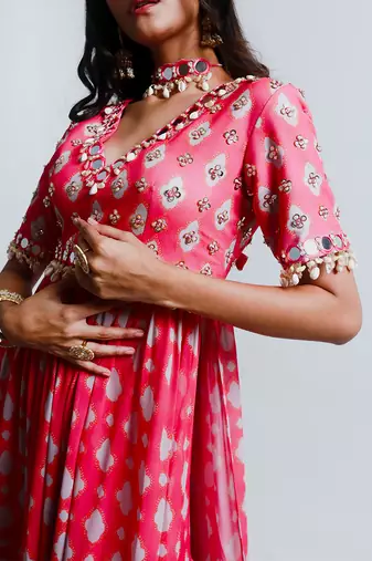 Fuchsia pink gharara set