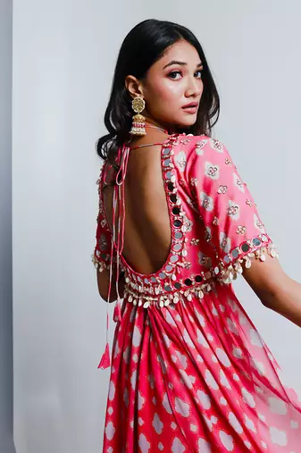 Fuchsia pink gharara set