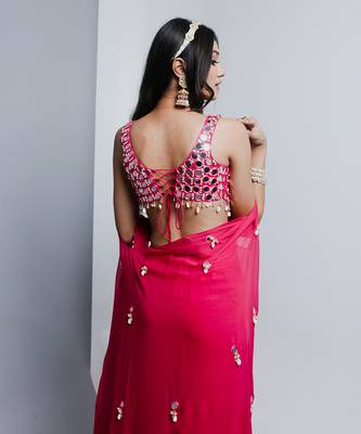 Fuchsia pink cape and gharara sets 5