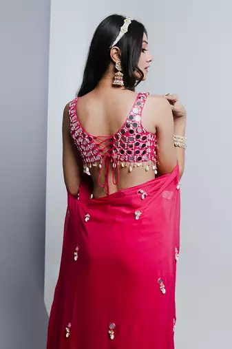 Fuchsia pink cape and gharara sets
