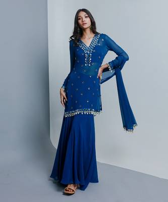 Sheer blue shrara set 1