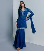 Sheer blue shrara set
