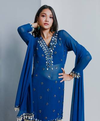 Sheer blue shrara set 3