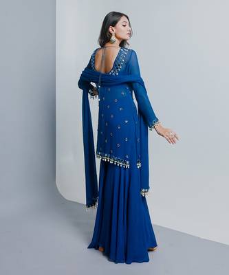 Sheer blue shrara set 4