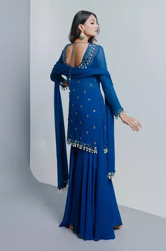 Sheer blue shrara set