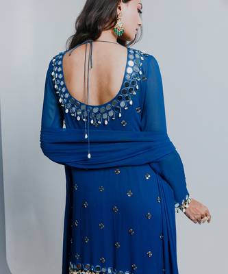 Sheer blue shrara set 5