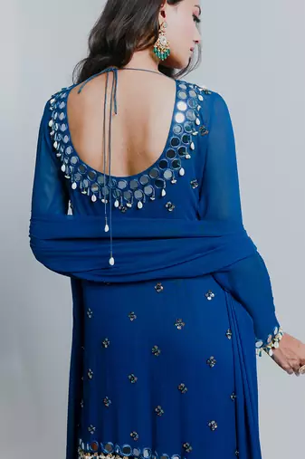 Sheer blue shrara set