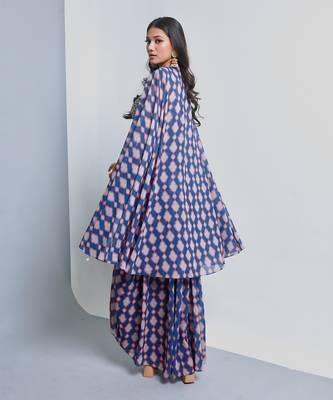 Denim blue cape and skirt set 5