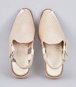 Off white leather slip on mules