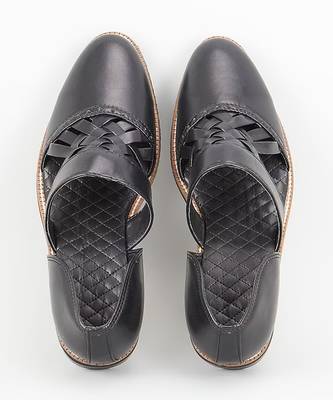 Black leather slip on mules 1