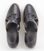 Black leather slip on mules