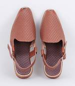 Tan brown leather slip on mules