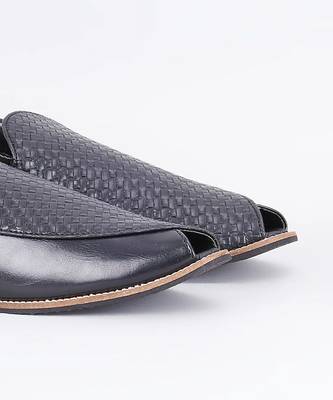 Black leather slip on mules 3