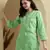 Embroidered Kelly Green Cotton Lucknowi Chikankari Indian Women Short Kurti