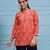 Hand Embroidered Coral Red Cotton Lucknowi Chikankari Indian Women Short Kurti