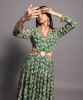 Green cut out anarkali 3