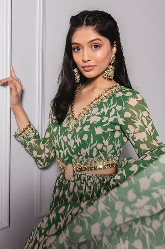 Green cut out anarkali