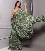 Green sharara cape set