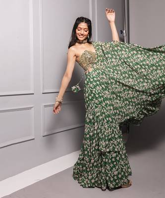 Green sharara cape set 3