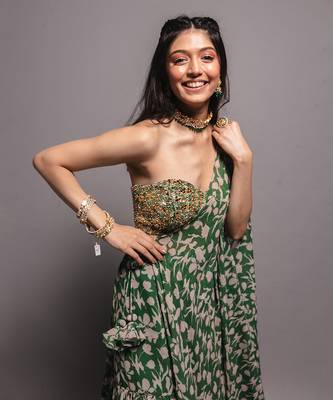 Green sharara cape set 4