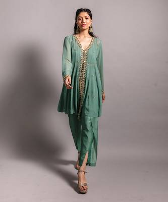 Aqua panel short kurta set 1
