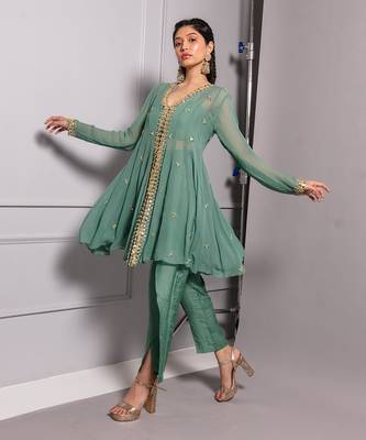 Aqua panel short kurta set 2