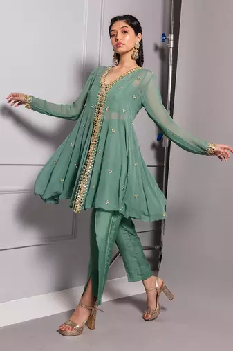 Aqua panel short kurta set