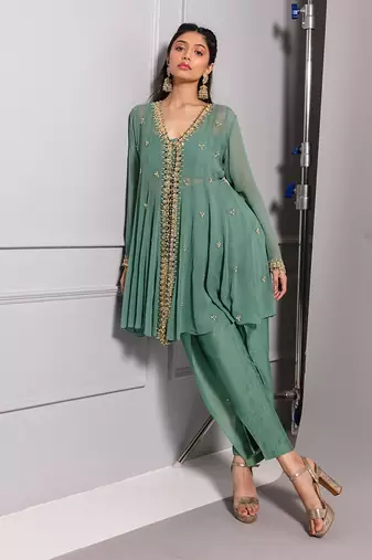 Aqua panel short kurta set