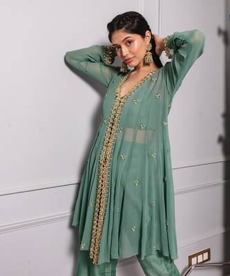 Aqua panel short kurta set 4