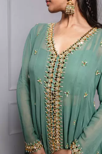 Aqua panel short kurta set