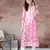 Hand Embroidered Pink Floral Cotton Lucknowi Chikankari Indian Women Straight Kurta