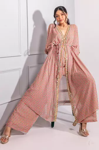 Multicolour printed kaftan set