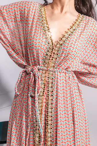 Multicolour printed kaftan set