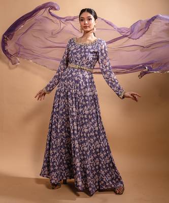 Purple printed anarklai  set 1