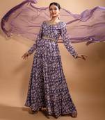 Purple printed anarklai  set