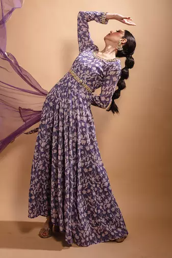 Purple printed anarklai  set