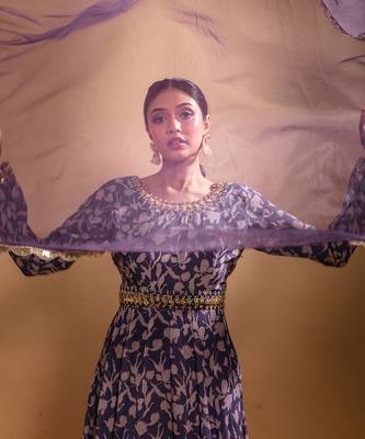 Purple printed anarklai  set 3