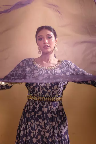 Purple printed anarklai  set