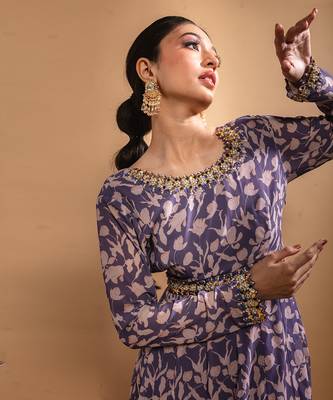 Purple printed anarklai  set 4