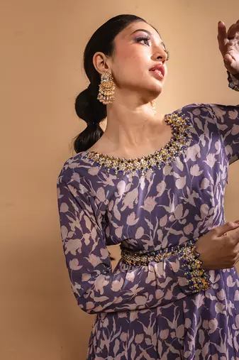 Purple printed anarklai  set