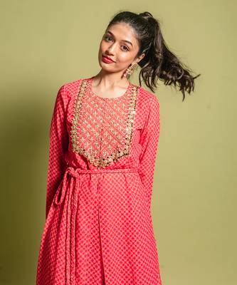 Pink printed kurta set 3