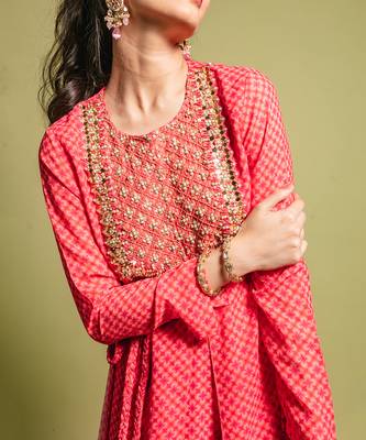 Pink printed kurta set 4
