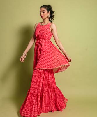 Pink printed gharara set 2