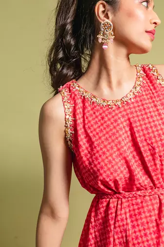 Pink printed gharara set