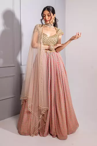 Multicolour Printed Lehenga Set