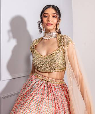 Multicolour Printed Lehenga Set 4
