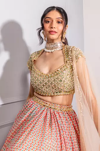Multicolour Printed Lehenga Set