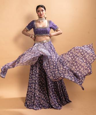 Purple Printed Lehenga Set 1
