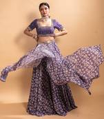Purple Printed Lehenga Set